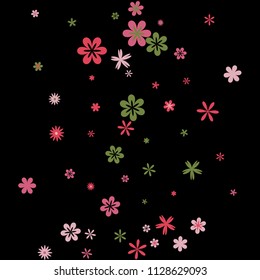 Feminine Floral Pattern with Simple Small Flowers for Greeting Card or Poster. Naive Daisy Flowers in Primitive Style. Vector Background for Spring or Summer Design.

