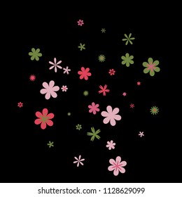 Feminine Floral Pattern with Simple Small Flowers for Greeting Card or Poster. Naive Daisy Flowers in Primitive Style. Vector Background for Spring or Summer Design.
