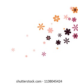 Feminine Floral Pattern with Simple Small Flowers for Greeting Card or Poster. Naive Daisy Flowers in Primitive Style. Vector Background for Spring or Summer Design.

