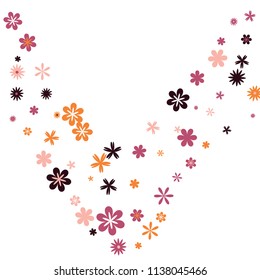 Feminine Floral Pattern with Simple Small Flowers for Greeting Card or Poster. Naive Daisy Flowers in Primitive Style. Vector Background for Spring or Summer Design.
