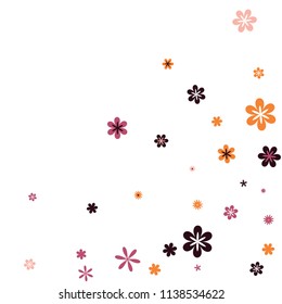 Feminine Floral Pattern with Simple Small Flowers for Greeting Card or Poster. Naive Daisy Flowers in Primitive Style. Vector Background for Spring or Summer Design.
