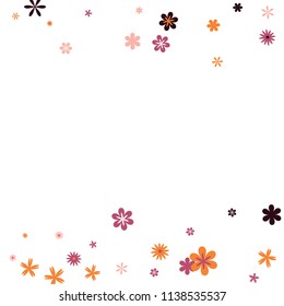 Feminine Floral Pattern with Simple Small Flowers for Greeting Card or Poster. Naive Daisy Flowers in Primitive Style. Vector Background for Spring or Summer Design.
