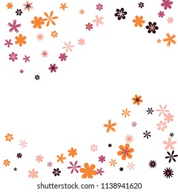 Feminine Floral Pattern with Simple Small Flowers for Greeting Card or Poster. Naive Daisy Flowers in Primitive Style. Vector Background for Spring or Summer Design.
