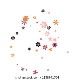 Feminine Floral Pattern with Simple Small Flowers for Greeting Card or Poster. Naive Daisy Flowers in Primitive Style. Vector Background for Spring or Summer Design.

