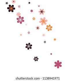 Feminine Floral Pattern with Simple Small Flowers for Greeting Card or Poster. Naive Daisy Flowers in Primitive Style. Vector Background for Spring or Summer Design.
