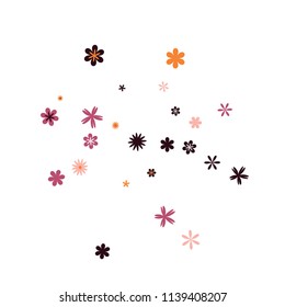 Feminine Floral Pattern with Simple Small Flowers for Greeting Card or Poster. Naive Daisy Flowers in Primitive Style. Vector Background for Spring or Summer Design.
