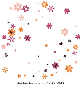 Feminine Floral Pattern with Simple Small Flowers for Greeting Card or Poster. Naive Daisy Flowers in Primitive Style. Vector Background for Spring or Summer Design.
