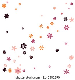 Feminine Floral Pattern with Simple Small Flowers for Greeting Card or Poster. Naive Daisy Flowers in Primitive Style. Vector Background for Spring or Summer Design.
