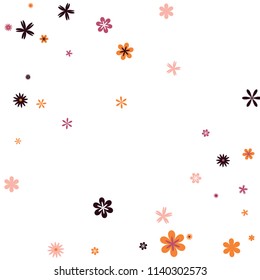Feminine Floral Pattern with Simple Small Flowers for Greeting Card or Poster. Naive Daisy Flowers in Primitive Style. Vector Background for Spring or Summer Design.
