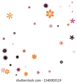 Feminine Floral Pattern with Simple Small Flowers for Greeting Card or Poster. Naive Daisy Flowers in Primitive Style. Vector Background for Spring or Summer Design.
