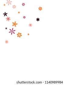 Feminine Floral Pattern with Simple Small Flowers for Greeting Card or Poster. Naive Daisy Flowers in Primitive Style. Vector Background for Spring or Summer Design.
