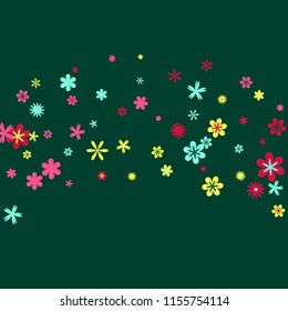 Feminine Floral Pattern with Simple Small Flowers for Greeting Card or Poster. Naive Daisy Flowers in Primitive Style. Vector Background for Spring or Summer Design.

