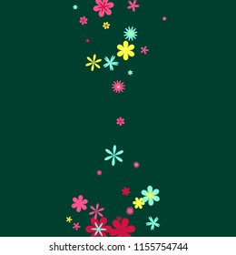 Feminine Floral Pattern with Simple Small Flowers for Greeting Card or Poster. Naive Daisy Flowers in Primitive Style. Vector Background for Spring or Summer Design.
