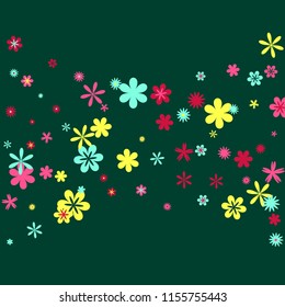 Feminine Floral Pattern with Simple Small Flowers for Greeting Card or Poster. Naive Daisy Flowers in Primitive Style. Vector Background for Spring or Summer Design.
