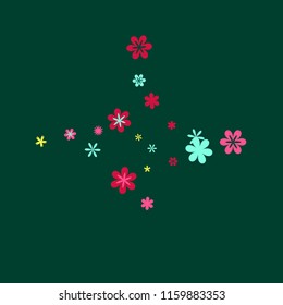 Feminine Floral Pattern with Simple Small Flowers for Greeting Card or Poster. Naive Daisy Flowers in Primitive Style. Vector Background for Spring or Summer Design.

