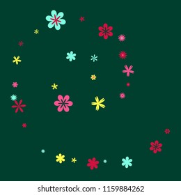 Feminine Floral Pattern with Simple Small Flowers for Greeting Card or Poster. Naive Daisy Flowers in Primitive Style. Vector Background for Spring or Summer Design.

