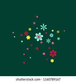 Feminine Floral Pattern with Simple Small Flowers for Greeting Card or Poster. Naive Daisy Flowers in Primitive Style. Vector Background for Spring or Summer Design.
