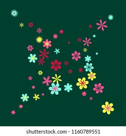 Feminine Floral Pattern with Simple Small Flowers for Greeting Card or Poster. Naive Daisy Flowers in Primitive Style. Vector Background for Spring or Summer Design.
