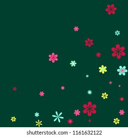 Feminine Floral Pattern with Simple Small Flowers for Greeting Card or Poster. Naive Daisy Flowers in Primitive Style. Vector Background for Spring or Summer Design.
