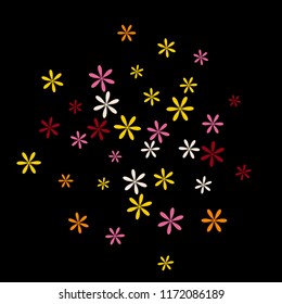 Feminine Floral Pattern with Simple Small Flowers for Greeting Card or Poster. Naive Daisy Flowers in Primitive Style. Vector Background for Spring or Summer Design.
