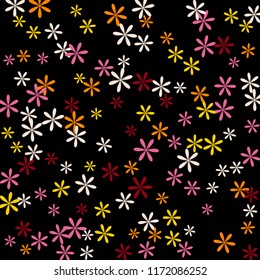 Feminine Floral Pattern with Simple Small Flowers for Greeting Card or Poster. Naive Daisy Flowers in Primitive Style. Vector Background for Spring or Summer Design.
