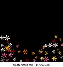 Feminine Floral Pattern with Simple Small Flowers for Greeting Card or Poster. Naive Daisy Flowers in Primitive Style. Vector Background for Spring or Summer Design.
