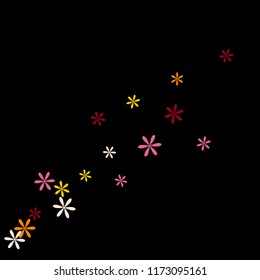 Feminine Floral Pattern with Simple Small Flowers for Greeting Card or Poster. Naive Daisy Flowers in Primitive Style. Vector Background for Spring or Summer Design.
