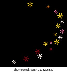 Feminine Floral Pattern with Simple Small Flowers for Greeting Card or Poster. Naive Daisy Flowers in Primitive Style. Vector Background for Spring or Summer Design.
