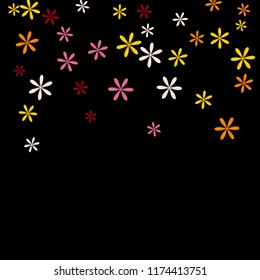 Feminine Floral Pattern with Simple Small Flowers for Greeting Card or Poster. Naive Daisy Flowers in Primitive Style. Vector Background for Spring or Summer Design.
