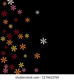 Feminine Floral Pattern with Simple Small Flowers for Greeting Card or Poster. Naive Daisy Flowers in Primitive Style. Vector Background for Spring or Summer Design.
