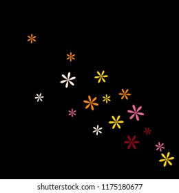 Feminine Floral Pattern with Simple Small Flowers for Greeting Card or Poster. Naive Daisy Flowers in Primitive Style. Vector Background for Spring or Summer Design.

