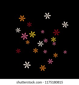 Feminine Floral Pattern with Simple Small Flowers for Greeting Card or Poster. Naive Daisy Flowers in Primitive Style. Vector Background for Spring or Summer Design.
