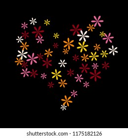 Feminine Floral Pattern with Simple Small Flowers for Greeting Card or Poster. Naive Daisy Flowers in Primitive Style. Vector Background for Spring or Summer Design.
