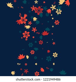 Feminine Floral Pattern with Simple Small Flowers for Greeting Card or Poster. Naive Daisy Flowers in Primitive Style. Vector Background for Spring or Summer Design.