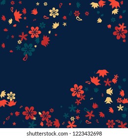 Feminine Floral Pattern with Simple Small Flowers for Greeting Card or Poster. Naive Daisy Flowers in Primitive Style. Vector Background for Spring or Summer Design.
