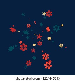 Feminine Floral Pattern with Simple Small Flowers for Greeting Card or Poster. Naive Daisy Flowers in Primitive Style. Vector Background for Spring or Summer Design.
