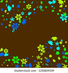 Feminine Floral Pattern with Simple Small Flowers for Greeting Card or Poster. Naive Daisy Flowers in Primitive Style. Vector Background for Spring or Summer Design.
