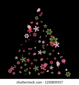 Feminine Floral Pattern with Simple Small Flowers for Greeting Card or Poster. Naive Daisy Flowers in Primitive Style. Vector Background for Spring or Summer Design.
