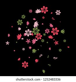 Feminine Floral Pattern with Simple Small Flowers for Greeting Card or Poster. Naive Daisy Flowers in Primitive Style. Vector Background for Spring or Summer Design.
