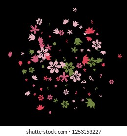 Feminine Floral Pattern with Simple Small Flowers for Greeting Card or Poster. Naive Daisy Flowers in Primitive Style. Vector Background for Spring or Summer Design.
