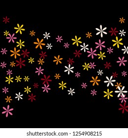 Feminine Floral Pattern with Simple Small Flowers for Greeting Card or Poster. Naive Daisy Flowers in Primitive Style. Vector Background for Spring or Summer Design.
