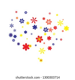 Feminine Floral Pattern with Simple Small Flowers for Greeting Card or Poster. Naive Daisy Flowers in Primitive Style. Vector Background for Spring or Summer Design.
