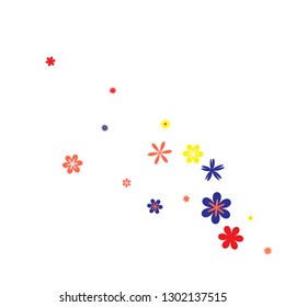 Feminine Floral Pattern with Simple Small Flowers for Greeting Card or Poster. Naive Daisy Flowers in Primitive Style. Vector Background for Spring or Summer Design.
