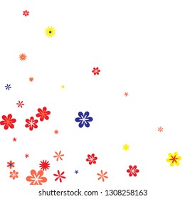 Feminine Floral Pattern with Simple Small Flowers for Greeting Card or Poster. Naive Daisy Flowers in Primitive Style. Vector Background for Spring or Summer Design.
