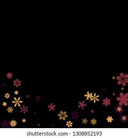 Feminine Floral Pattern with Simple Small Flowers for Greeting Card or Poster. Naive Daisy Flowers in Primitive Style. Vector Background for Spring or Summer Design.

