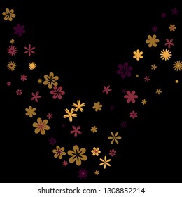 Feminine Floral Pattern with Simple Small Flowers for Greeting Card or Poster. Naive Daisy Flowers in Primitive Style. Vector Background for Spring or Summer Design.
