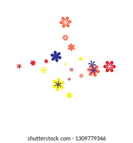 Feminine Floral Pattern with Simple Small Flowers for Greeting Card or Poster. Naive Daisy Flowers in Primitive Style. Vector Background for Spring or Summer Design.
