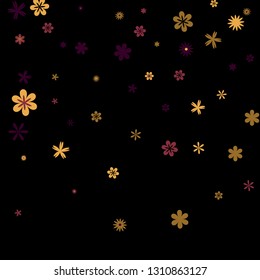 Feminine Floral Pattern with Simple Small Flowers for Greeting Card or Poster. Naive Daisy Flowers in Primitive Style. Vector Background for Spring or Summer Design.

