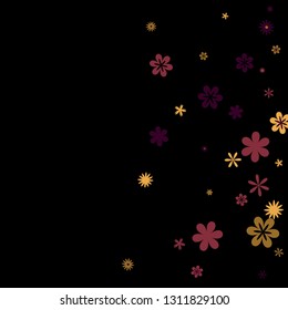 Feminine Floral Pattern with Simple Small Flowers for Greeting Card or Poster. Naive Daisy Flowers in Primitive Style. Vector Background for Spring or Summer Design.
