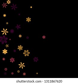 Feminine Floral Pattern with Simple Small Flowers for Greeting Card or Poster. Naive Daisy Flowers in Primitive Style. Vector Background for Spring or Summer Design.

